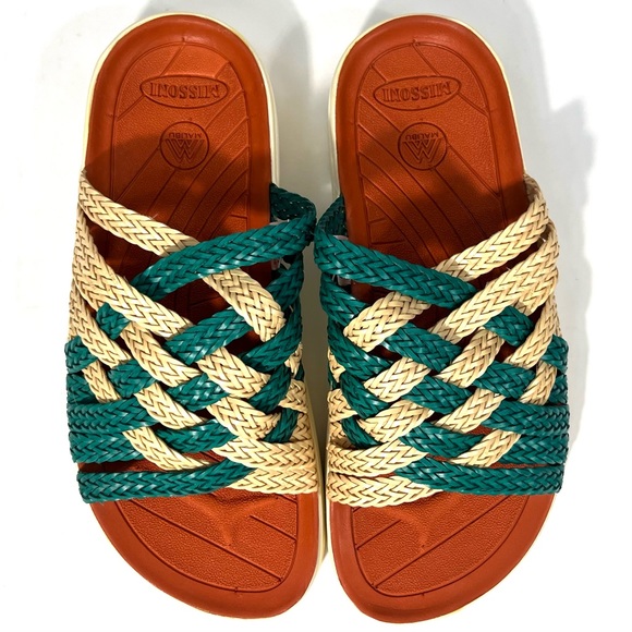 NIB $150 Missoni x Malibu Zuma Unisex Green & Straw Vegan Braid Sandals M7/W9 - Picture 2 of 11